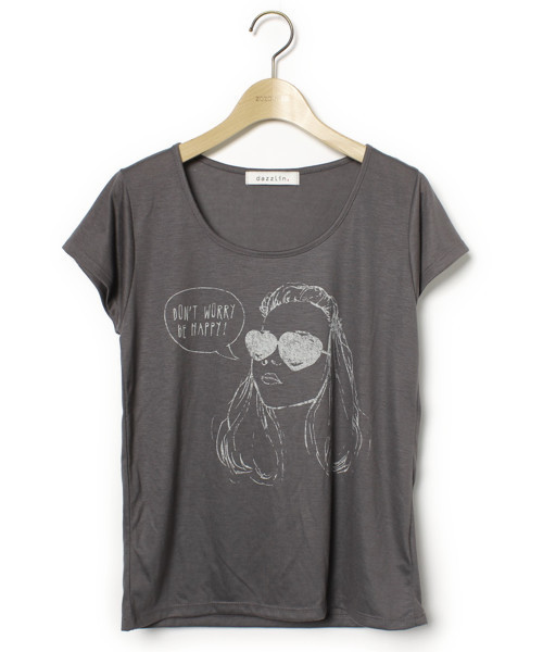 dazzlin(ダズリン)の「プリント半袖Tシャツ(Tシャツ/カットソー・レディース・グレー・FREE)」の1枚目の写真