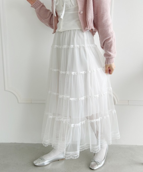 Loueme(ルエム)の「ボリュームティアードチュールスカート(スカート・レディース・ホワイト/ピンク/アイボリー/ブラック・FREE)」の17枚目の写真