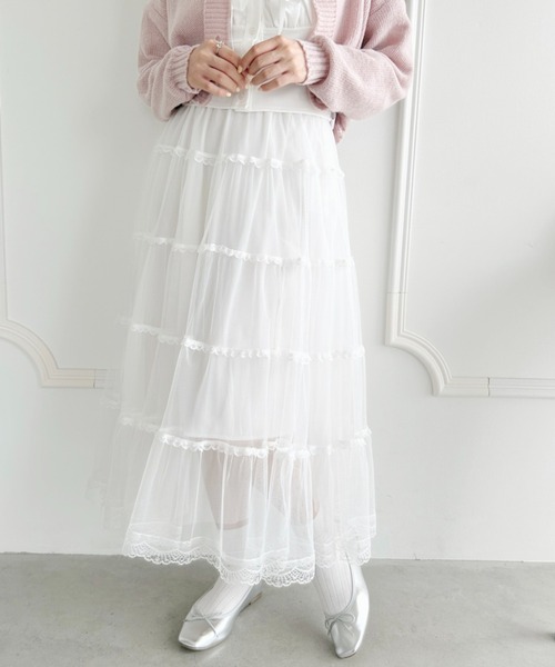 Loueme(ルエム)の「ボリュームティアードチュールスカート(スカート・レディース・ホワイト/ピンク/アイボリー/ブラック・FREE)」の18枚目の写真