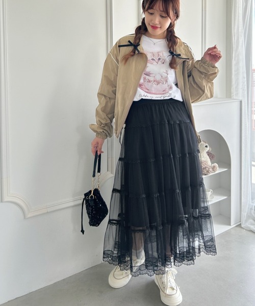 Loueme(ルエム)の「ボリュームティアードチュールスカート(スカート・レディース・ホワイト/ピンク/アイボリー/ブラック・FREE)」の21枚目の写真