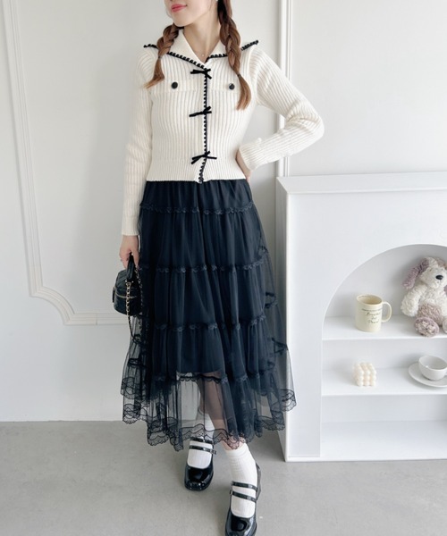 Loueme(ルエム)の「ボリュームティアードチュールスカート(スカート・レディース・ホワイト/ピンク/アイボリー/ブラック・FREE)」の10枚目の写真