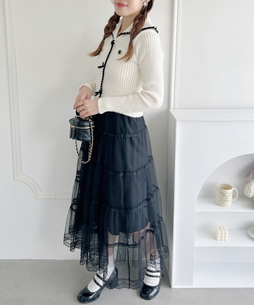 Loueme(ルエム)の「ボリュームティアードチュールスカート(スカート・レディース・ホワイト/ピンク/アイボリー/ブラック・FREE)」の9枚目の写真