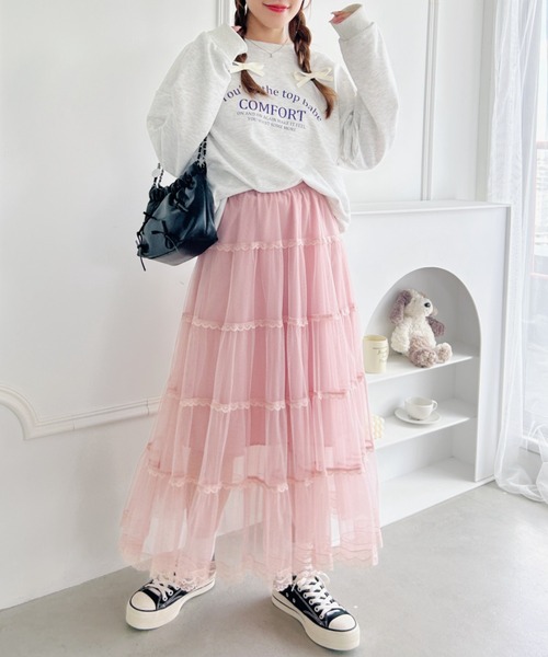 Loueme(ルエム)の「ボリュームティアードチュールスカート(スカート・レディース・ホワイト/ピンク/アイボリー/ブラック・FREE)」の16枚目の写真