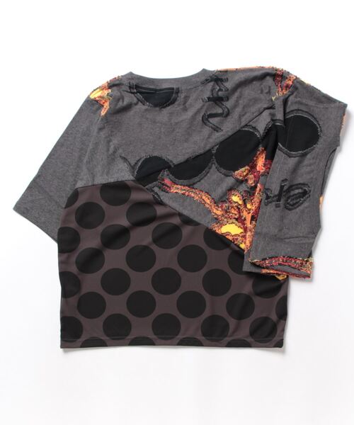 gomme(ゴム)の「サンフラワーJQ フェイクアームDST(Tシャツ/カットソー・レディース・ホワイト×ネイビー/チャコールグレー×ブラック・MEDIUM)」の3枚目の写真