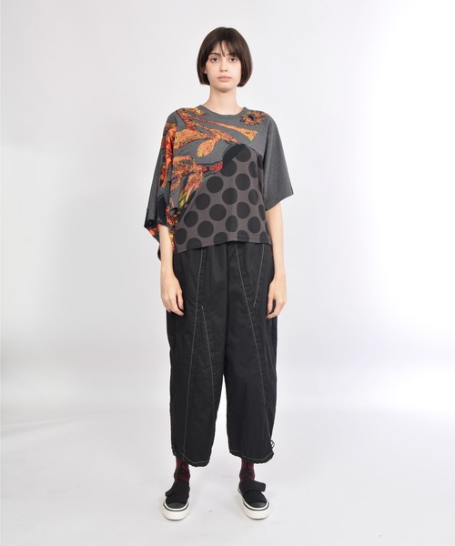 gomme(ゴム)の「サンフラワーJQ フェイクアームDST(Tシャツ/カットソー・レディース・ホワイト×ネイビー/チャコールグレー×ブラック・MEDIUM)」の16枚目の写真