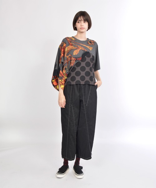 gomme(ゴム)の「サンフラワーJQ フェイクアームDST(Tシャツ/カットソー・レディース・ホワイト×ネイビー/チャコールグレー×ブラック・MEDIUM)」の19枚目の写真