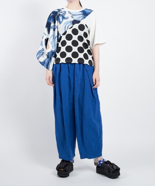gomme(ゴム)の「サンフラワーJQ フェイクアームDST(Tシャツ/カットソー・レディース・ホワイト×ネイビー/チャコールグレー×ブラック・MEDIUM)」の6枚目の写真