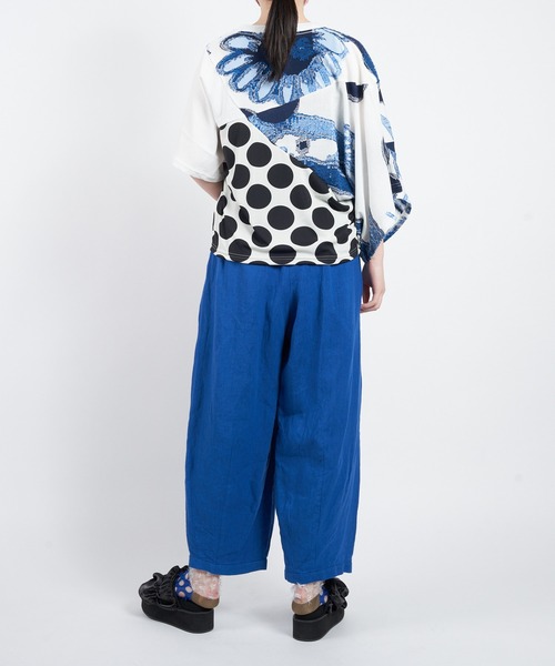 gomme(ゴム)の「サンフラワーJQ フェイクアームDST(Tシャツ/カットソー・レディース・ホワイト×ネイビー/チャコールグレー×ブラック・MEDIUM)」の5枚目の写真