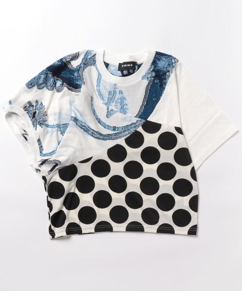 gomme(ゴム)の「サンフラワーJQ フェイクアームDST(Tシャツ/カットソー・レディース・ホワイト×ネイビー/チャコールグレー×ブラック・MEDIUM)」の7枚目の写真