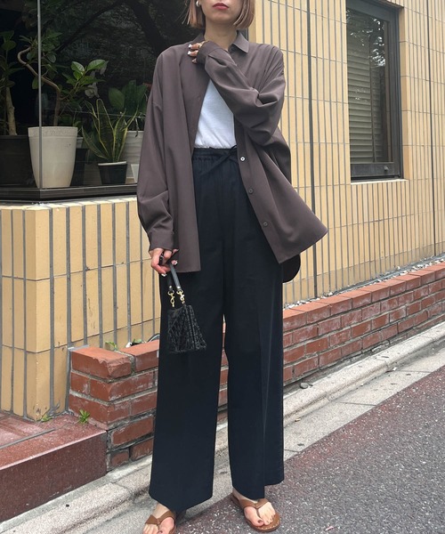 audrey and john wad（オードリーアンドジョンワッド）の「【Audrey and John Wad】綿麻イージーパンツ（その他パンツ・レディース・カーキ/ナチュラル/ブラック・マルチサイズ）」の4枚目の写真