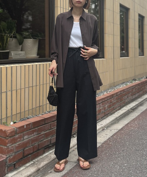 audrey and john wad（オードリーアンドジョンワッド）の「【Audrey and John Wad】綿麻イージーパンツ（その他パンツ・レディース・カーキ/ナチュラル/ブラック・マルチサイズ）」の7枚目の写真