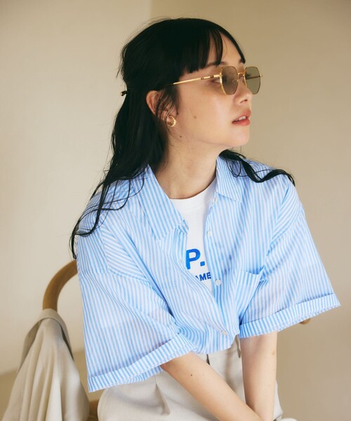 FREAK'S STORE（フリークスストア）の「インドボイルベーシックショートスリーブシャツ（シャツ/ブラウス・レディース・ブラック/ピンク系その他/オフホワイト/ブルー/グリーン・ﾌﾘ-）」の13枚目の写真