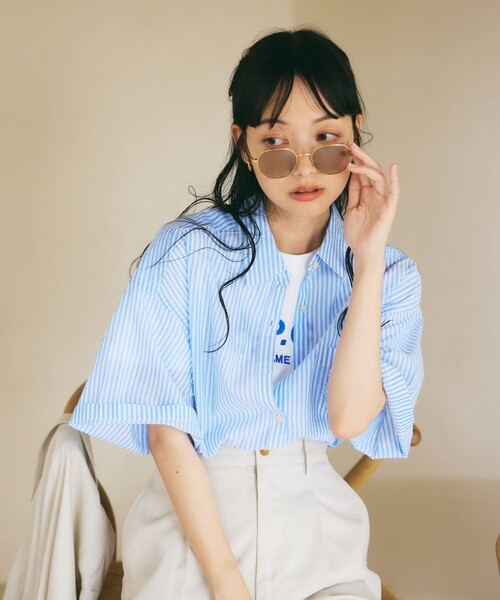 FREAK'S STORE（フリークスストア）の「インドボイルベーシックショートスリーブシャツ（シャツ/ブラウス・レディース・ブラック/ピンク系その他/オフホワイト/ブルー/グリーン・ﾌﾘ-）」の15枚目の写真