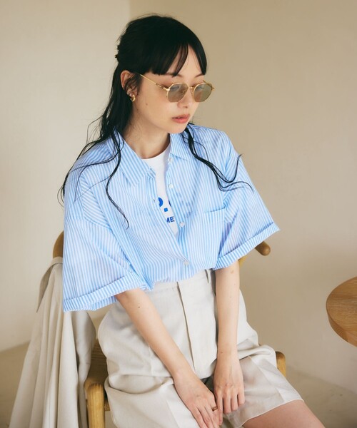 FREAK'S STORE（フリークスストア）の「インドボイルベーシックショートスリーブシャツ（シャツ/ブラウス・レディース・ブラック/ピンク系その他/オフホワイト/ブルー/グリーン・ﾌﾘ-）」の17枚目の写真