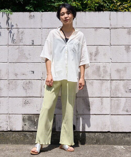 FREAK'S STORE（フリークスストア）の「インドボイルベーシックショートスリーブシャツ（シャツ/ブラウス・レディース・ブラック/ピンク系その他/オフホワイト/ブルー/グリーン・ﾌﾘ-）」の18枚目の写真