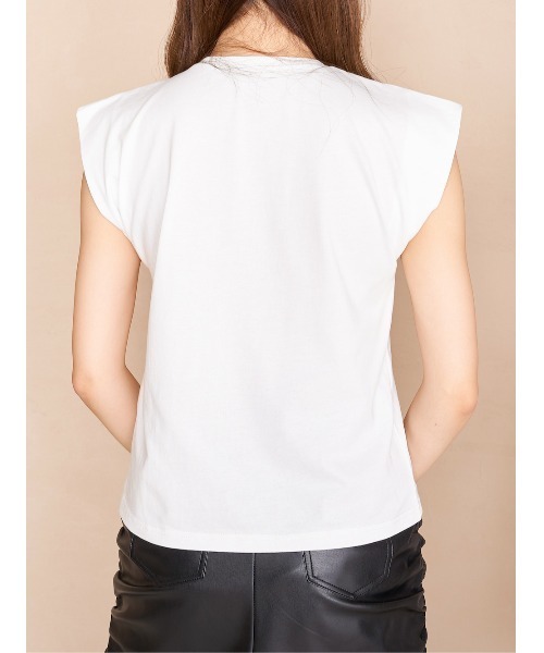 Darich(ダーリッチ)の「レザーアップリケTシャツ(Tシャツ/カットソー・レディース・ミント/サックスブルー/ホワイト/ブラック・FREE)」の6枚目の写真