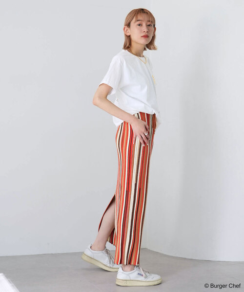 SLOBE citron.（スローブシトロン）の「SLOBE citron. ブークレーマルチストライプスカート（スカート・レディース・オレンジ/サックスブルー・FREE）」の18枚目の写真