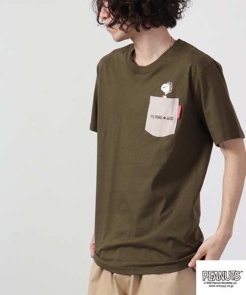 PEANUTS（ピーナッツ）の「PEANUTS スヌーピー ポケット 半袖 Tシャツ（Tシャツ/カットソー・レディース・ネイビー/ホワイト/ブラック/ホワイト系その他/ブラック系その他/杢グレー/オレンジ/カーキ/グリーン/アイボリー/ホワイト系その他2/ホワイト系その他3・M/L/LL）」の10枚目の写真