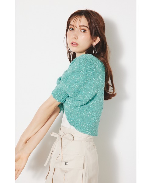 rienda - リエンダ rienda クロッシェknitカーデ リエンダ rienda クロッシェknitカーデ （ブラック