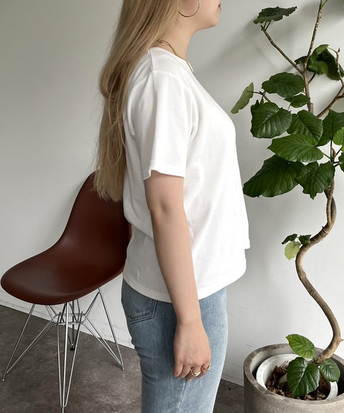 prose verse（プロズヴェール）の「ハート刺繍Tシャツ（Tシャツ/カットソー・レディース・ピンク/オフホワイト/ネイビー・ﾌﾘ-）」の14枚目の写真