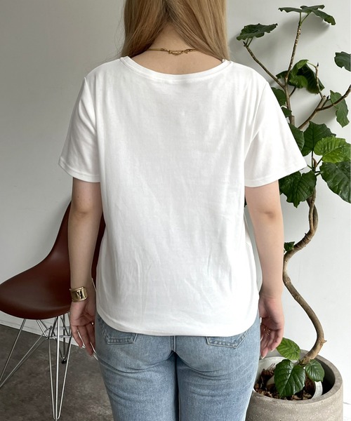 prose verse（プロズヴェール）の「ハート刺繍Tシャツ（Tシャツ/カットソー・レディース・ピンク/オフホワイト/ネイビー・ﾌﾘ-）」の5枚目の写真