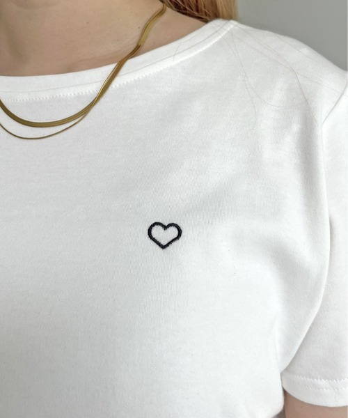 prose verse（プロズヴェール）の「ハート刺繍Tシャツ（Tシャツ/カットソー・レディース・ピンク/オフホワイト/ネイビー・ﾌﾘ-）」の19枚目の写真
