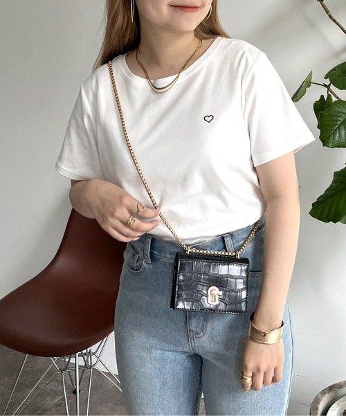 prose verse（プロズヴェール）の「ハート刺繍Tシャツ（Tシャツ/カットソー・レディース・ピンク/オフホワイト/ネイビー・ﾌﾘ-）」の22枚目の写真