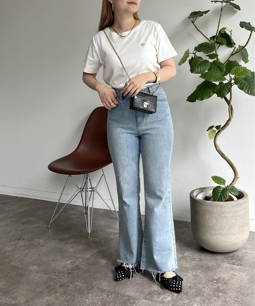 prose verse（プロズヴェール）の「ハート刺繍Tシャツ（Tシャツ/カットソー・レディース・ピンク/オフホワイト/ネイビー・ﾌﾘ-）」の18枚目の写真