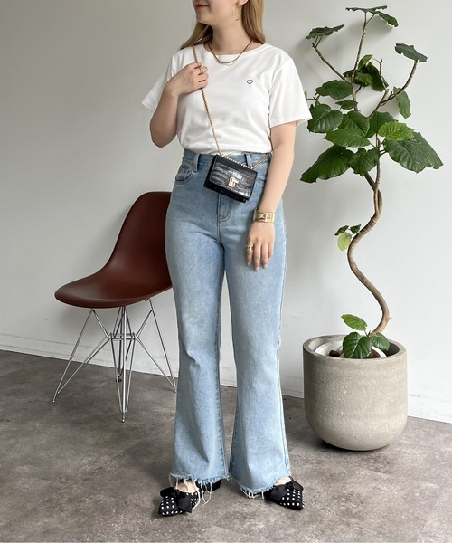 prose verse（プロズヴェール）の「ハート刺繍Tシャツ（Tシャツ/カットソー・レディース・ピンク/オフホワイト/ネイビー・ﾌﾘ-）」の9枚目の写真