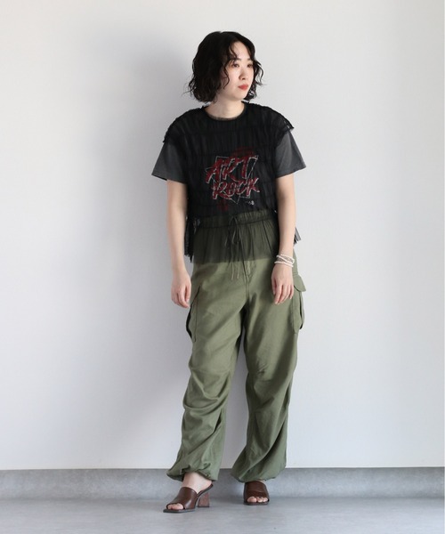 cepo（セポ）の「チュールギャザーブラウス（シャツ/ブラウス・レディース・ブラック/オフホワイト・M）」の17枚目の写真