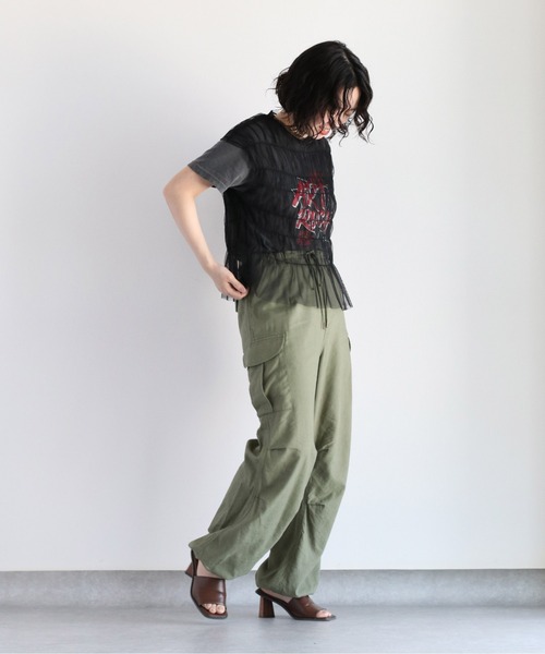 cepo（セポ）の「チュールギャザーブラウス（シャツ/ブラウス・レディース・ブラック/オフホワイト・M）」の11枚目の写真