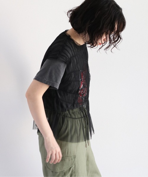 cepo（セポ）の「チュールギャザーブラウス（シャツ/ブラウス・レディース・ブラック/オフホワイト・M）」の19枚目の写真