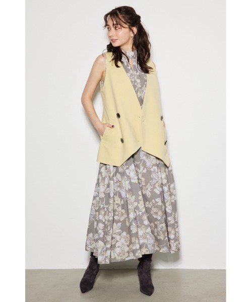 セール】ダブルボタンジレ ノースリーブトップス 秋服 春服 夏服