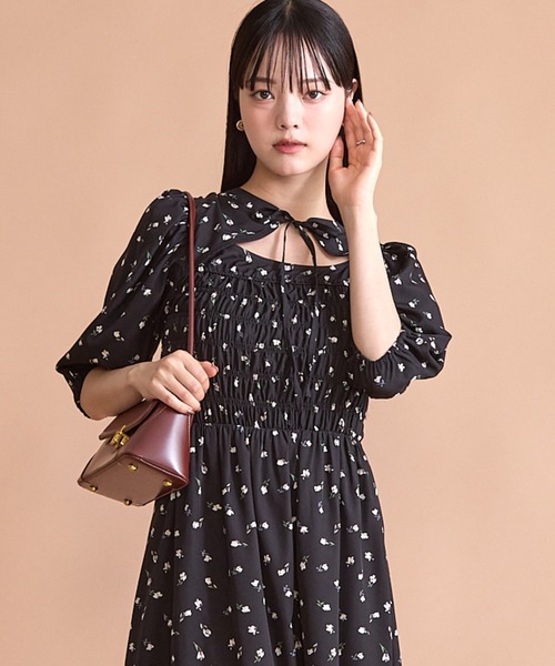 ハグオーワー ウルシニア・ダンスpt. コンビシャツワンピース 花柄