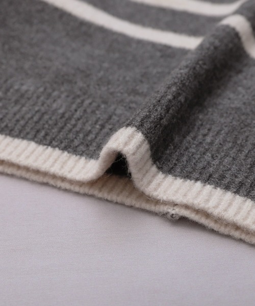 reca(レカ)の「Vネックボーダーニットプルオーバー(ニット/セーター・レディース・グレイッシュブルー/モカ/チャコールグレー/アイボリー・FREE)」の12枚目の写真