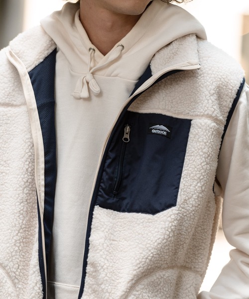 OUTDOOR PRODUCTS(アウトドアプロダクツ)の「【OUTDOOR PRODUCTS/アウトドアプロダクツ】防風 ボアスタンドカラーベスト ユニセックス モコモコ(ベスト・メンズ・ブラック/アイボリー/グレー・MEDIUM/LARGE/X-LARGE)」の16枚目の写真