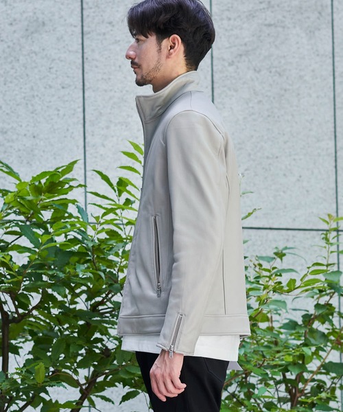 TETE HOMME（テットオム）の「【WEB限定】ラムレザーシングルライダースジャケット / レザーブルゾン（ライダースジャケット・メンズ・ブラック系1/ブラック系2/グレー・SMALL/LARGE/XX-LARGE/XXX-LARGE/X-LARGE/MEDIUM）」の19枚目の写真