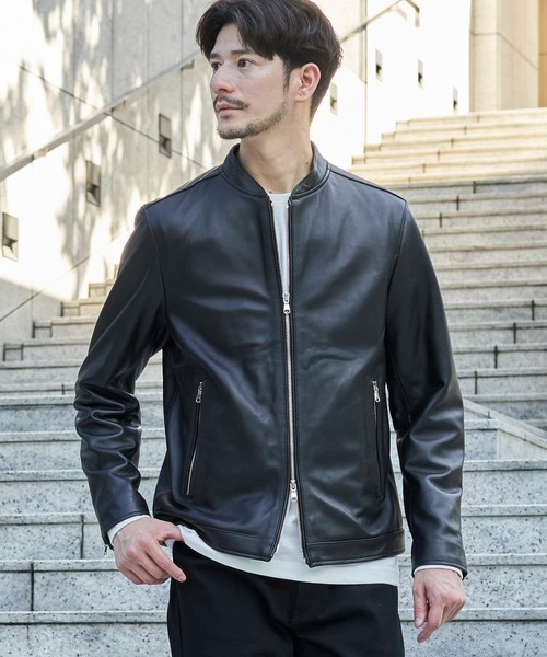 TETE HOMME（テットオム）の「【WEB限定】ラムレザーシングルライダースジャケット / レザーブルゾン（ライダースジャケット・メンズ・ブラック系1/ブラック系2/グレー・SMALL/LARGE/XX-LARGE/XXX-LARGE/X-LARGE/MEDIUM）」の16枚目の写真