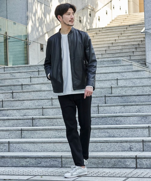 TETE HOMME（テットオム）の「【WEB限定】ラムレザーシングルライダースジャケット / レザーブルゾン（ライダースジャケット・メンズ・ブラック系1/ブラック系2/グレー・SMALL/LARGE/XX-LARGE/XXX-LARGE/X-LARGE/MEDIUM）」の15枚目の写真