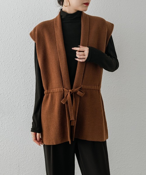 MAISON DE THERESE(メゾン ド テレーズ)の「ウエスト紐マークノースリーブニットベスト(ニット/セーター・レディース・ベージュ/ブラック/ブラウン・FREE)」の11枚目の写真
