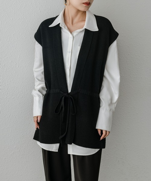 MAISON DE THERESE(メゾン ド テレーズ)の「ウエスト紐マークノースリーブニットベスト(ニット/セーター・レディース・ベージュ/ブラック/ブラウン・FREE)」の9枚目の写真