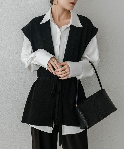MAISON DE THERESE(メゾン ド テレーズ)の「ウエスト紐マークノースリーブニットベスト(ニット/セーター・レディース・ベージュ/ブラック/ブラウン・FREE)」の18枚目の写真