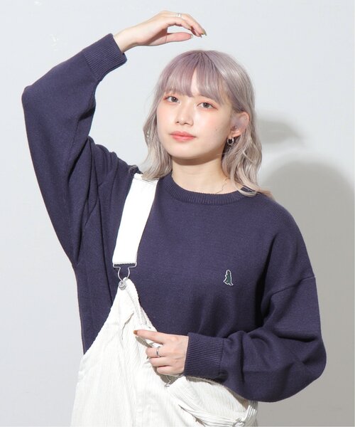 DOUBLE NAME（ダブルネーム）の「ミニ恐竜ワッペンもちもちジャガードニットプルオーバー/ユニセックス可（ニット/セーター・レディース・グリーン/ピンク/ネイビー/キナリ・FREE）」の13枚目の写真