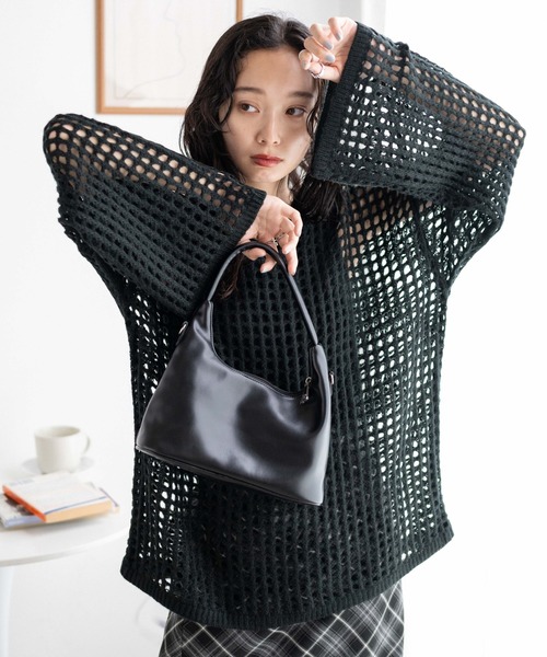 WEGO（ウィゴー）の「WEGO/ビッグメッシュニットプルオーバー（ニット/セーター・レディース・グリーン/オフホワイト/ブラック/ブルー・FREE）」の19枚目の写真