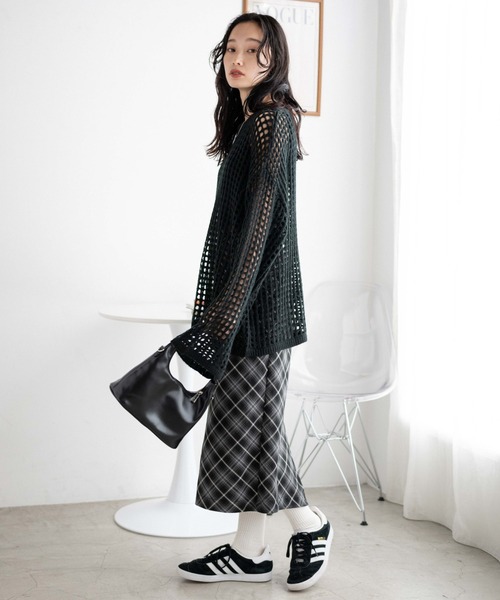 WEGO（ウィゴー）の「WEGO/ビッグメッシュニットプルオーバー（ニット/セーター・レディース・グリーン/オフホワイト/ブラック/ブルー・FREE）」の20枚目の写真