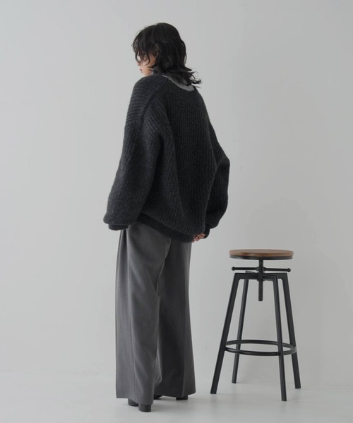 hellam(へラム)の「MIX糸 畦Vネックニットプルオーバー(ニット/セーター・レディース・チャコールグレー/ブルー/グレー/アイボリー・FREE)」の10枚目の写真