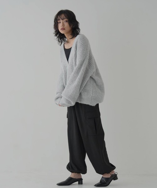 MIX糸 畦Vネックニットプルオーバー（ニット/セーター）｜hellam（へ