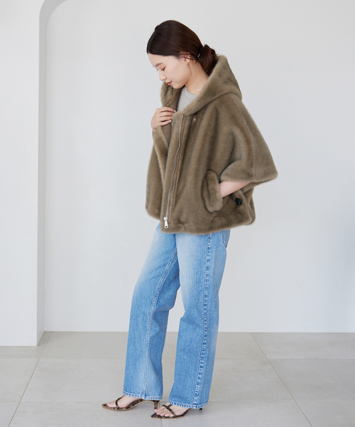新品 ルーアンドレア LOU ANDREA フェイクファー ベスト マイホワイト LOU ANDREA/ルーアンドレア】エコファーボレロ（カーディガン
