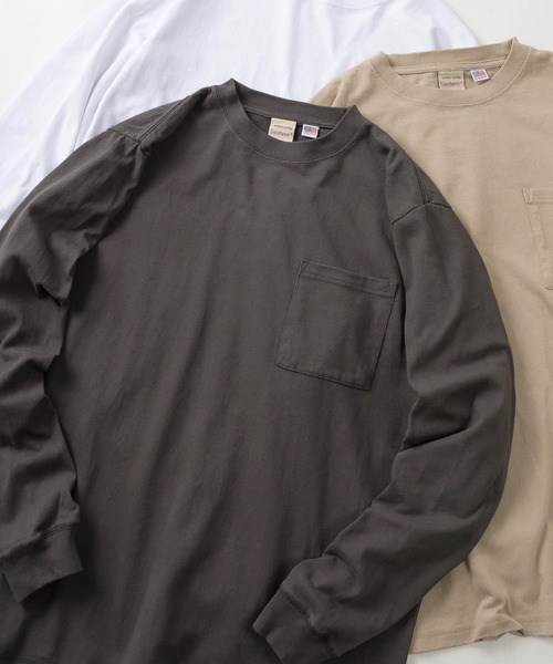 Goodwear(グッドウェア)の「【75】【Goodwear/グッドウェア】 ヘビーウェイト USAコットン 無地ポケット長袖Tシャツ/ロンT/レギュラーシルエット(Tシャツ/カットソー・メンズ・ブラウン/カーキ/ホワイト/グレー/チャコールグレー/ダークグリーン/ベージュ/ネイビー/ブラック/グリーン系/ブラック系/ホワイト系/ライトグレー系/ベージュ系/グレー系/カーキ系/ネイビー系/グレー系1/ブラウン系/ブルー系/ピンク系・M/L/XL/S)」の9枚目の写真