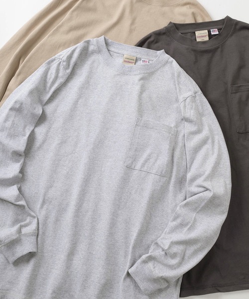 Goodwear(グッドウェア)の「【75】【Goodwear/グッドウェア】 ヘビーウェイト USAコットン 無地ポケット長袖Tシャツ/ロンT/レギュラーシルエット(Tシャツ/カットソー・メンズ・ブラウン/カーキ/ホワイト/グレー/チャコールグレー/ダークグリーン/ベージュ/ネイビー/ブラック/グリーン系/ブラック系/ホワイト系/ライトグレー系/ベージュ系/グレー系/カーキ系/ネイビー系/グレー系1/ブラウン系/ブルー系/ピンク系・M/L/XL/S)」の7枚目の写真